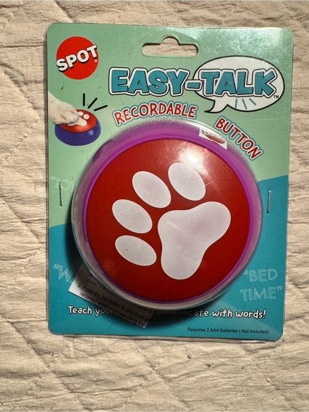 Spot Easy-Talk Recordable Button - Red with Purple Trim for dogs